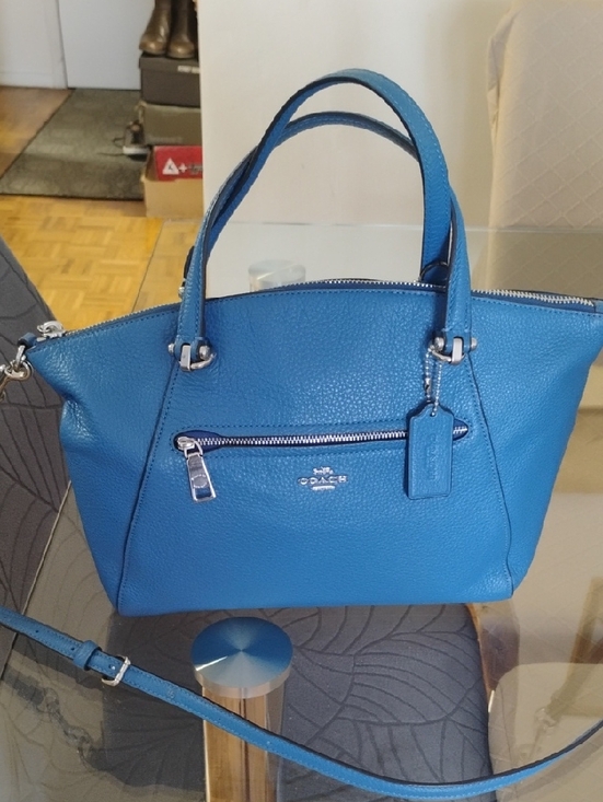 Coach Handbags - Coach Blue Pebbled Leather Crossbody Bag